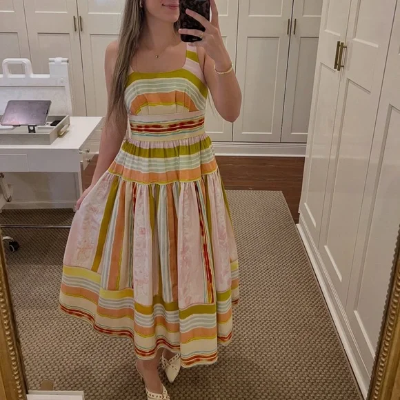 Hunter Bell Mara Abstract Stripe Midi Dress NWT Size 4 - Picture 4 of 14